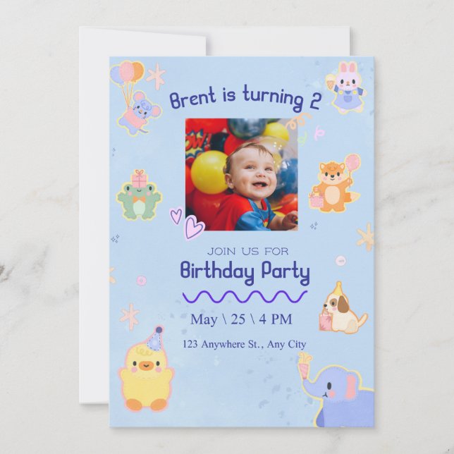 Customisable Cute Kids' Birthday Invitation (Front)