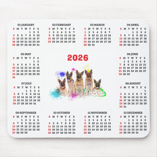 Customisable Cute Labrador Puppies Calendar  Mouse Mat (Front)
