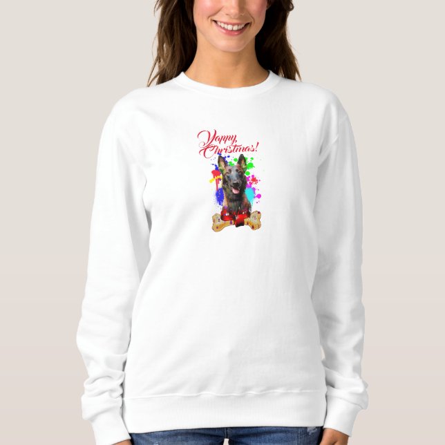 Customisable Cute Malinois Dog Yappy Christmas Sweatshirt (Front)