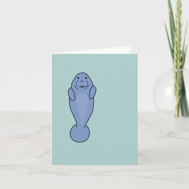 Customisable Cute Manatee  Holiday Card (Front)