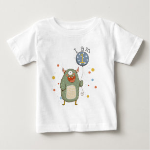 Customisable Cute Monster with Balloon Birthday Baby T-Shirt
