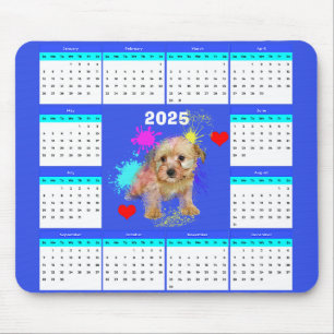 Customisable Cute Morkie Dog Calendar Mouse Mat