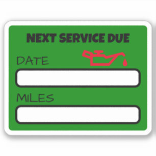 Customisable Cute Oil Change Reminder Oil Change
