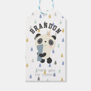 Customisable Cute Panda First Birthday Gift Tags