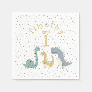 Customisable Cute Pastel Dinosaurs Birthday Napkin