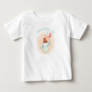 Customisable Cute Pastel Penguin with Balloons Baby T-Shirt