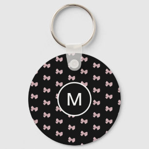 Customisable Cute Pink Bow printed Key Ring