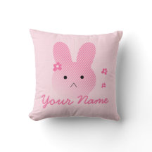 Customisable Cute Pink Bunny Throw Pillow 