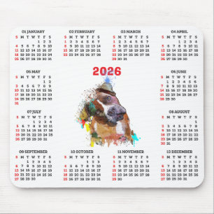 Customisable Cute Pittie Dog Calendar Mouse Mat