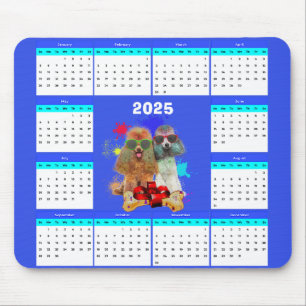 Customisable Cute Poodle Dog Calendar Mouse Mat