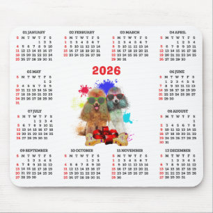Customisable Cute Poodle Dog Calendar Mouse Mat