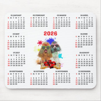Customisable Cute Poodle Dog Calendar  Mouse Mat