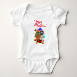 Customisable Cute Poodle Dog Yappy Christmas Baby Bodysuit