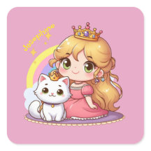 Customisable Cute princess with White Cat