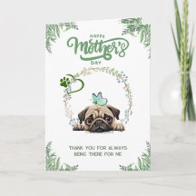 Customisable Cute Pug Mother's day