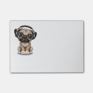 Customisable Cute Pug Puppy Dj with Headphones Post-it Notes