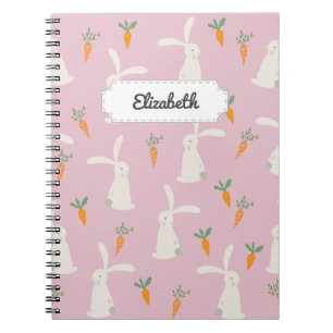 Customisable Cute Rabbit Carrot Pattern Notebook