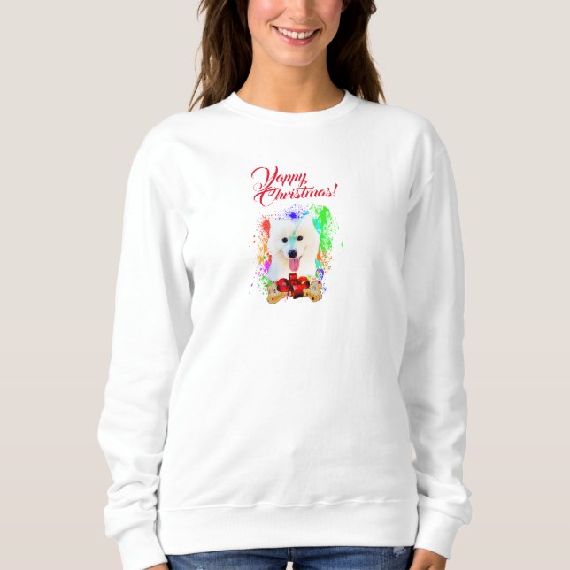 Customisable Cute Samoyed Dog Yappy Christmas Sweatshirt (Front)