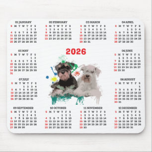 Customisable Cute Schnauzer Dog Calendar Mouse Mat