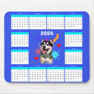 Customisable Cute Siberian Husky Dog Calendar Mouse Mat
