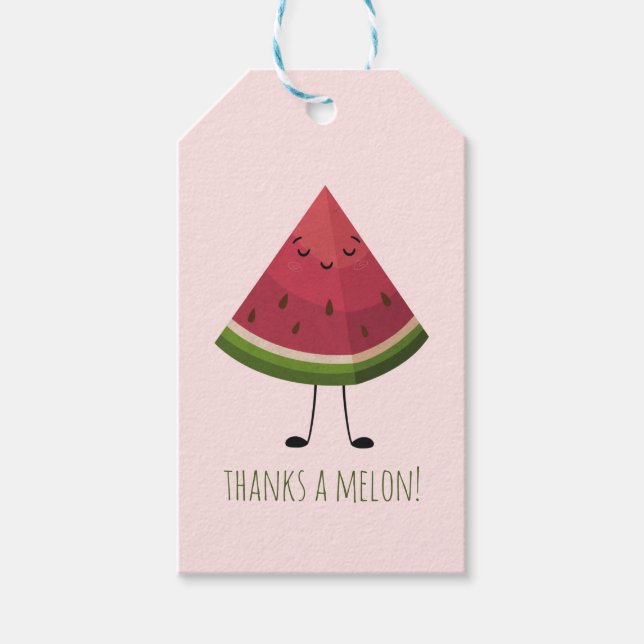 Customisable Cute Smiling Watermelon Gift Tags (Front)