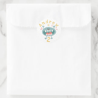 Customisable Cute Teal Monster Classic Round Sticker