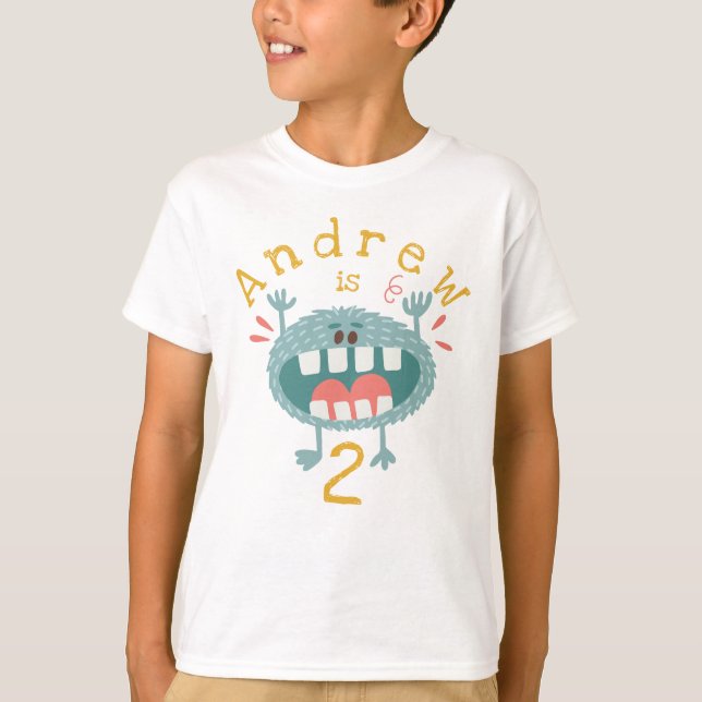 Customisable Cute Teal Monster T-Shirt (Front)