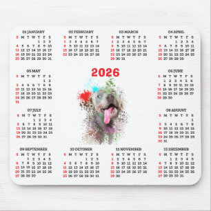 Customisable Cute Weimaraner Dog Calendar Mouse Mat