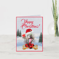 Customisable Cute Weimaraner Dog Christmas Card