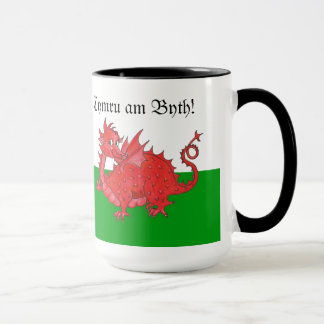 Customisable Cute Welsh Red Dragon Ringer Mug