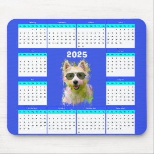 Customisable Cute Westie Dog Calendar Mouse Mat