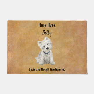 Customisable cute Westie Door Mat