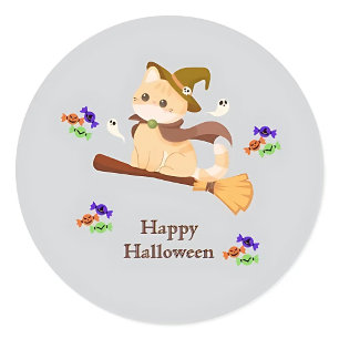 Customisable Cute Witch Cat Halloween Sticker