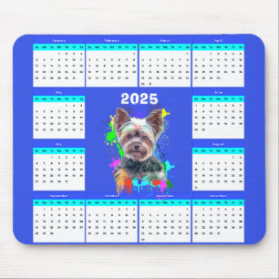 Customisable Cute Yorkie Dog Calendar Mouse Mat