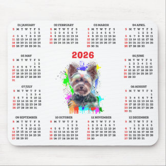 Customisable Cute Yorkie Dog Calendar  Mouse Mat