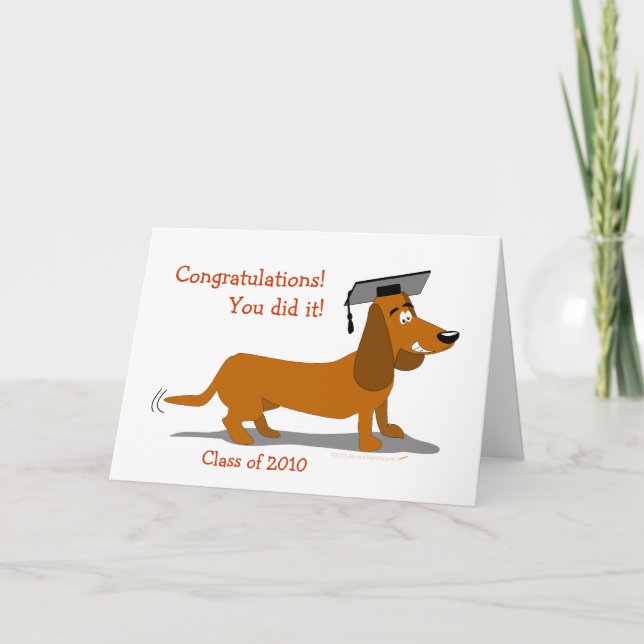 Customisable Dachshund Dog Graduation Template (Front)