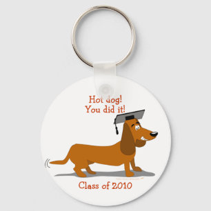 Customisable Dachshund Dog Graduation Template Key Ring