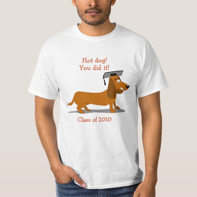 Customisable Dachshund Dog Graduation Template T-Shirt (Front)