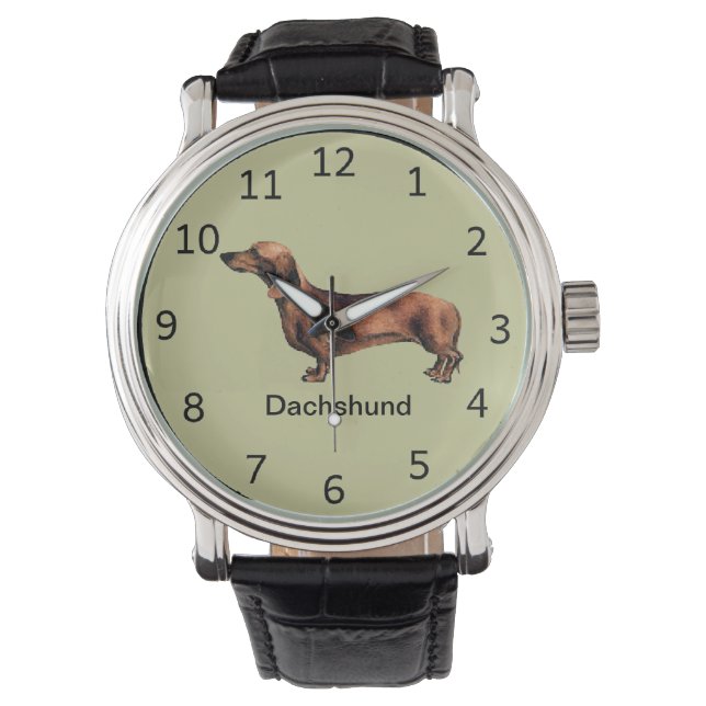 Customisable Dachshund Dog Wrist Watch (Front)