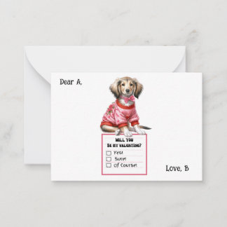 Customisable Dachshund Valentine Note  Card
