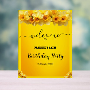 Customisable Daffodil March Birth Flower Birthday Acrylic Sign