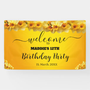 Customisable Daffodil March Birth Flower Birthday Banner