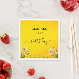 Customisable Daffodil March Birth Flower Birthday Napkin