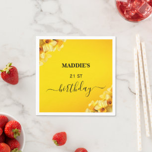 Customisable Daffodil March Birth Flower Birthday Napkin