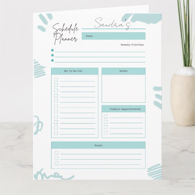 Customisable Daily Planner Download  Card (Front)