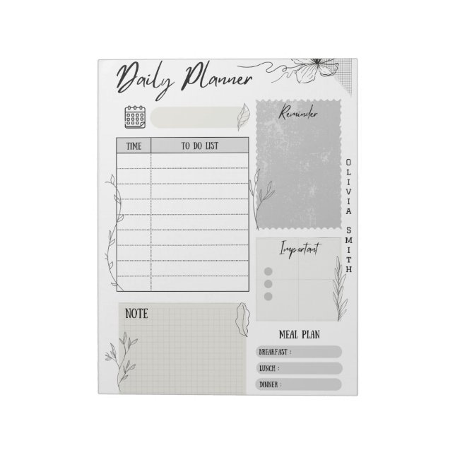 Customisable Daily Planner Notepad - Schedule (Rotated)