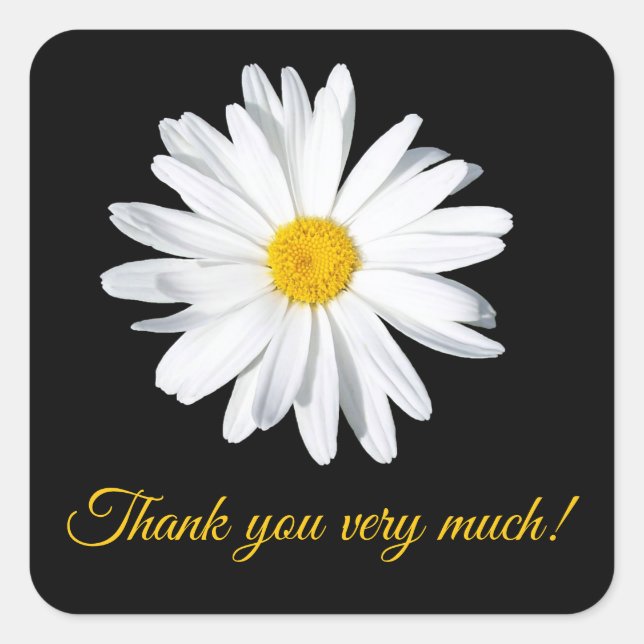 Customisable Daisy Flower Thank You  Square Sticker (Front)