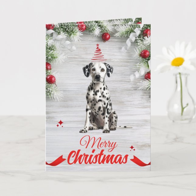 Customisable Dalmatian Christmas Greeting Card (Small Plant)