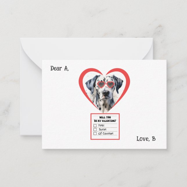 Customisable Dalmatian Dog Valentine Card (Front)