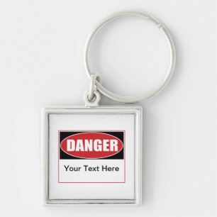 Customisable Danger Sign Key Ring